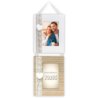 ZEP Galerie – Bilderrahmen Dafne, Holzrahmen, 2 Stück, 10x15 cm, Vintage-Design, weiß, Natur - Weiß