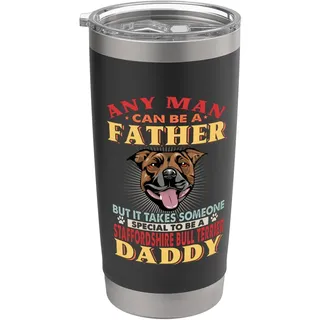 Any Man Can Be A Father Staffordshire Bull Terrier Daddy Dog Doppelwandiger Edelstahl-Thermobecher