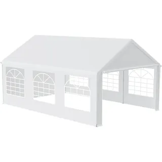 YUENFONG 4x6m Faltpavillon Partyzelt Pavillon Gartenzelt wasserdichter Faltpavillon mit Fenster, für Camping, Partys und Versammlungen (Weiß) - Weiß