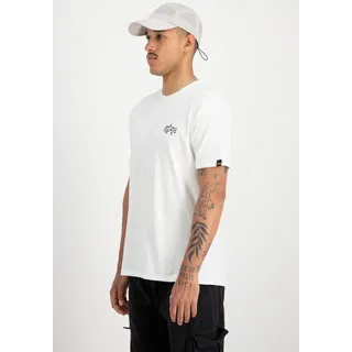 Rundhalsshirt ALPHA INDUSTRIES "Signature BP T", Herren, Gr. XXL, weiß, Single Jersey, Obermaterial: 100% Baumwolle, bedruckt, regular fit normal, Rundhals, Shirts Rundhalsshirt, Baumwolle, regular fit