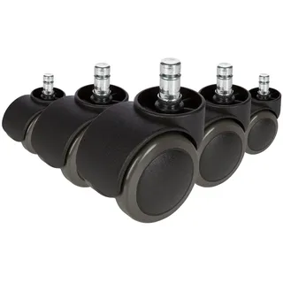 HJH Office 619006 5X Hartbodenrollen 11mm / 50mm Büro-Stuhl-Rollen für Hartböden (5er Pack)