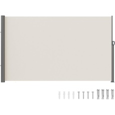 Bild Seitenmarkise 200 x 300 cm Seitenwandmarkise aus 180 g/m2 Polyestergewebe mit PU-Beschichtung Markise einziehbarer Griff mit Federmechanismus Sichtschutz Blickschutz für Balkone Innenhöfe Beige