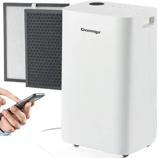Greenmigo 25L Luftentfeuchter mit Fernsteuerung,Ionisator,HEPA-Filter,Aktivkohlefilter,Raumentfeuchter Entfeuchter bis 70m2,4.5L Wassertank,Digitaler Feuchtigkeitsanzeige,Timer ALPHA-Q25 Pro WiFi