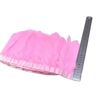 Federbeschnitt, Naturmaterial, vielseitig für Handarbeiten, Helles Pink, 6 Meter-b