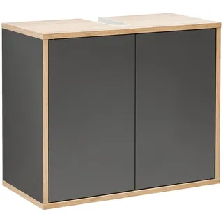 Fackelmann Waschbeckenunterschrank Finn 60 x 50 x 30,5 cm Anthrazit/Eiche