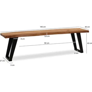 Wohnling Esszimmerbank WL7.302 akazie Holz 140,0 cm