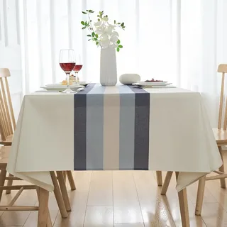 Tischdecke Weiß 140 x 200 Modern Tischtuch Wetterfest Gartentischdecke Tischdecken Abwaschbar Weisse Tischbedeckung für Küche Esstisch Rechteckig Tische Landhausstil Dekoration