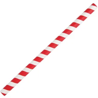 Fiesta Green Kompostierbare Papier-Smoothie-Trinkhalme, rote Streifen, 250 Stück