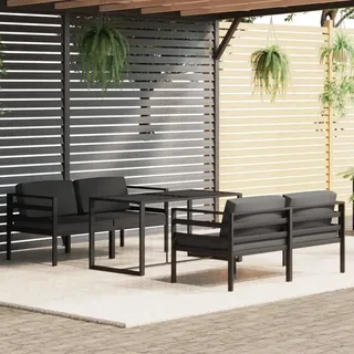 The Living Store 5-tlg. Garten-Lounge-Set mit Kissen Aluminium Anthrazit - Grau