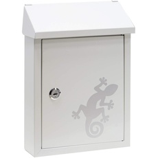 Arregui Smart Graphic E5721-SAL Briefkasten oder Durchwurfbriefkasten aus verzinktem Stahl, mit im Siebdruck lackiertem Motiv Salamander, Größe S (DIN A5), weiß, Größe S (DIN A5) - 30 x 21,6 x 8 cm