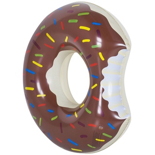 GOODS+GADGETS Aufblasbarer Donut Schwimmreifen; Schwimmring für Pool-Partys, Luftmatratze für Strandurlaub und Bade-Abenteuer (Braun, Ø 90 cm)