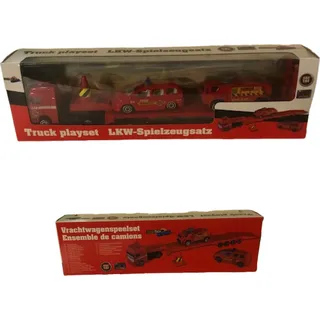 Autotransporter mit Feuerwehr Autos bestückt Maßstab 1:32