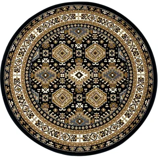 my home Teppich »Diantha« rund 7 mm Höhe Orient-Optik, Teppich mit Bordüre, Kurzflor, elegant, weich, braun