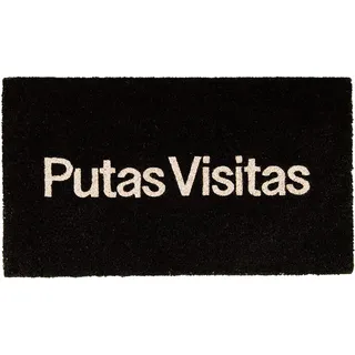 Fisura - Fußmatte außen Putas Visitas aus Kokosnuss mit Rutschfester PVC-Rückseite. Lustige Welcome Fußmatte. Handbemalt. Größe: 70 cm x 40 cm, Besuch Bei Huren, Schwarz