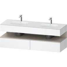 Duravit Qatego Einbauwaschtisch mit Konsolenwaschtischunterbau, 1600x550x600mm, Nische Taupe Matt, Doppelwaschtisch, QA4797091, Farbe: Weiß Matt