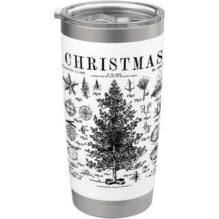 Weihnachtsbaumbeleuchtung Dekorationen Ornamente Vintage Patent Doppelwandiger Edelstahl-Thermobecher