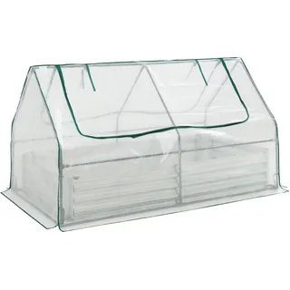 3-in-1 Hochbeet Kit mit Gewächshaus 'Balsorano' Stahl mit PE-Gitterfolie 186 x 96 x 98 cm Weiß - Weiß