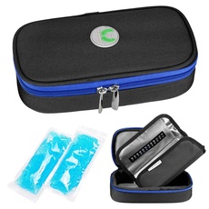 YOUSHARES Insulin kühltasche Diabetiker Tasche - Medikamente Diabetiker Isoliert Tragbaren Kühler Tasche für Insulin Pen und Diabetes kühltasche mit 2 Kühlakkus (Schwarz)