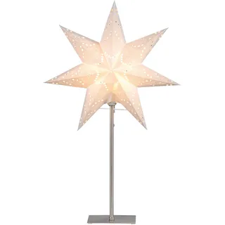Star Trading Fensterstern mit Beleuchtung | Weihnachtsdeko Fenster Beleuchtet| Weihnachtsdeko Innen | Papierstern beleuchtet | Weihnachtslampe| Weihnachtsstern beleuchtet stehend | Standleuchte Stern Weihnachten - Weiß