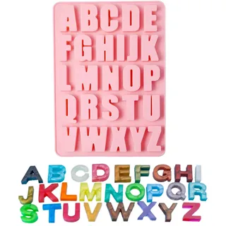 NIXRET Silikonform 26 Buchstaben Alphabets UV Resin Gießform Antihaft Epoxidharz Formen Zahlen Fimo Formen für Schmuckherstellung Kreiden Schlüsselanhänger Anhänger Dekoration DIY Basteln