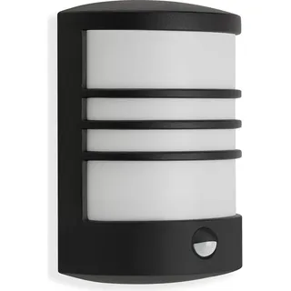 TELEFUNKEN TOLEDO LED Außenwandleuchte, IP44 Spritzwasserschutz, Bewegungsmelder, Dämmerungssensor, Reichweite 10m, schwarz, 24,5 x 18 x 9,5 cm - Schwarz