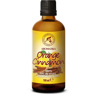 Duftmischung Zimtöl-Orangenöl 100ml - Ätherische Öle für Diffuser - Cinnamomum Zeylanicum - Citrus Sinensis - Rein & Natürlich - Aromatherapie Öle - Duftlampe Öl - Ölmischung - Süßer Duft