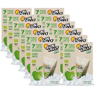 Sun Lolly Bio Wassereis Apfel 12er Vorratspack | Mit Fruchtsaft | Zum Selbsteinfrieren | Ohne künstliche Aromen | Frei von Süßungsmittel | Laktosefrei | Glutenfrei | Vegan | 12 x 420ml