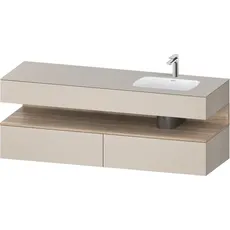 Duravit Qatego Einbauwaschtisch mit Konsolenwaschtischunterbau, 1600x550x600mm, Nische Eiche Mamoriert, Becken rechts, QA4796055, Farbe: Taupe Matt/mit Nischenbeleuchtung