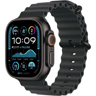 Apple Ultra 2 GPS + Cellular 49 mm Titan­gehäuse schwarz Ocean Band schwarz verstellbar
