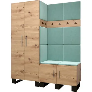 Garderobe ARTIN Set 2 mit gepolsterten Paneelen Industrial Design - Braun