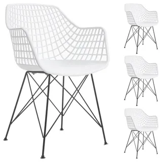 Idimex Gartenstühle Alicante 4er-Set weiß , Weiß , Textil , Vintage , 59x87x54 cm , Gartenmöbel, Gartensessel, Gartenstühle