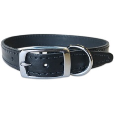 BBD Pet Products Lederhalsband, einfarbig, 1,9 x 35,6 bis 40,6 cm, Einheitsgröße, Schwarz