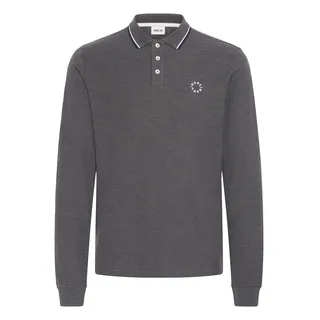 Langarm-Poloshirt SOLID "Langarm-Poloshirt SDHangor", Herren, Gr. XXL, grau (med grau m), Obermaterial: 60% Baumwolle CO. 40% Polyester PES., Shirts Langarm-Poloshirt