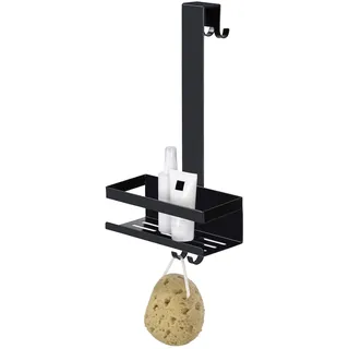 Wenko Duschcaddy Mod. Bribano Uno hängendes Duschregal Duschablage Edelstahl Schwarz rostfrei für Duschkabinen Türen 23 x 44,5 x 18 cm matt