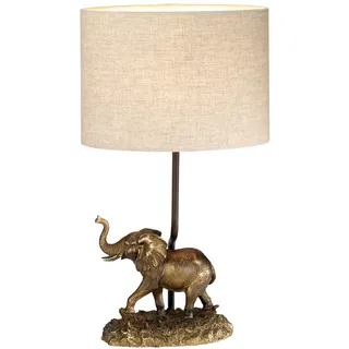 Tischleuchte in Bronze antik Natur Elefant 45 cm E27 Wohnzimmer Nachttisch Lampe