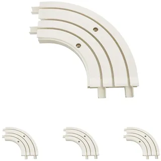 Gardinia Erkerbogen für Vorhangschienen-Verlängerungen GE3 / 3-läufige Gardinenschiene, 90°-Winkel, 18.5/18.5 cm, Kunststoff, Weiß (Packung mit 4)