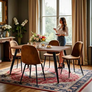 FurnitureR Barhocker Set 4er - Höhenverstellbar, Braunes Veloursimitat, Metallkreuzgestell, Hocker für Kücheninsel & Bartheke (Sitzhöhe ca. 46cm)