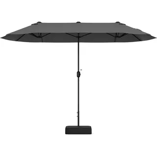 COSTWAY Doppelsonnenschirm 400x200cm mit Ständer und Kurbel, Gartenschirm UPF 50+, Marktschirm XXL - Schwarz, Grün