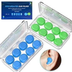 Ohrstöpsel zum Schlafen, zum Schwimmen, 8 Paar wiederverwendbare formbare softe Silikon Ohrenstöpsel als Anti Schnarch Schutz und Gehörschutz im Flugzeug... Blau