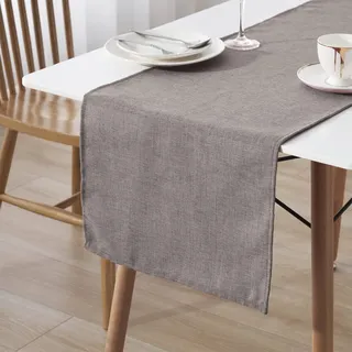 Decomira Tischläufer wasserabweisend Leinen-Optik - Fleckschutz, abwaschbar - Als Garten-Tischdecke Outdoor für Esstisch - Braun Taupe - 40x180 cm