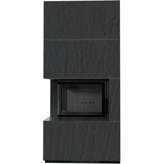 Kaminbausatz KRATKI FLOKI BOX links 8 kW Ø 160 Quarzsinter NATURALI ARDESIA NERO A SPACCO schwarz Verkleidung