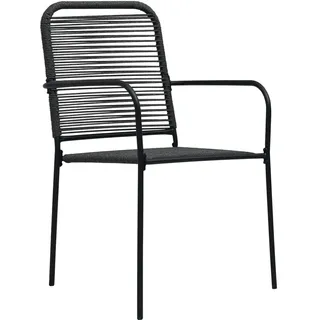 vidaXL Gartenstühle 2 Stk. Baumwollseil und Stahl Schwarz - Schwarz
