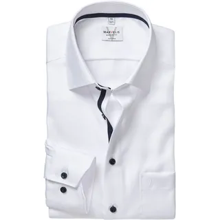 Langarmhemd MARVELIS, Herren, Gr. 40, N-Gr, weiß, Web, Obermaterial: 100% Baumwolle, 2-Knopf-Manschette, Hemden Langarmhemd, Businesshemd, New-Kentkragen, modern fit