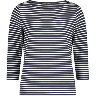 Langarmshirt BETTY BARCLAY "Basic Shirt mit Ringel", Damen, Gr. 42, blau (dunkelblau, weiß), Obermaterial: 95% Viskose CV. 5% Elasthan EL., Shirts Langarmshirt