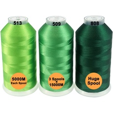 New brothread 3er Set Verschiedene Grün Farben Polyester Maschinen Stickgarn Riesige Spule 5000M für alle Stickmaschine
