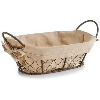 Zeller Brotkorb Draht/Leinen Braun/Beige