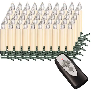 my home LED-Christbaumkerzen »Weihnachtsdeko, Christbaumschmuck in warmweiß mit Fernbedienung« 50 Stk.-flammig kabellos, Kerzen plus 8 Dornen, grün