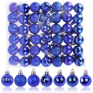 42 Stück Weihnachtskugeln Blau, 3CM Christbaumkugeln Kunststoff Bruchsicher Weihnachtsbaumkugeln Christbaumschmuck Christbaumkugeln für Weihnachtsbaum Neujahr Festival Ornamente