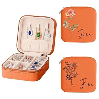 Mocessory Personalisierte Schmuckschatulle mit Namen Für Frauen | kleine Reisebox für Halsketten, Ohrringe und Armbänder, personalisiertes Geschenk für Freundinnen, Mütter oder Brautjungfern