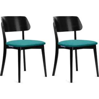 Konsimo Esszimmerstühle 2 St VINIS Gestell aus Massivholz, Türkis, Stoff/Holz, Modern, 47x80,5x45 cm - Türkis